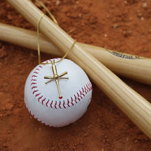 Load image into Gallery viewer, The Big Hitter Baseball Bat Cross Necklace
