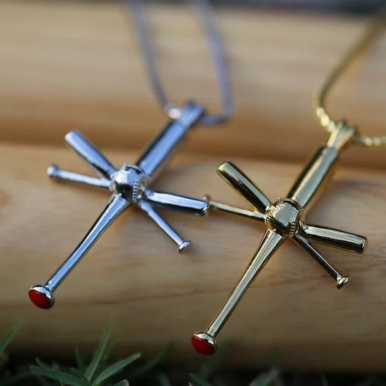 Baseball Stitch Cross Necklace on Ball Chain – Forgiven Jewelry